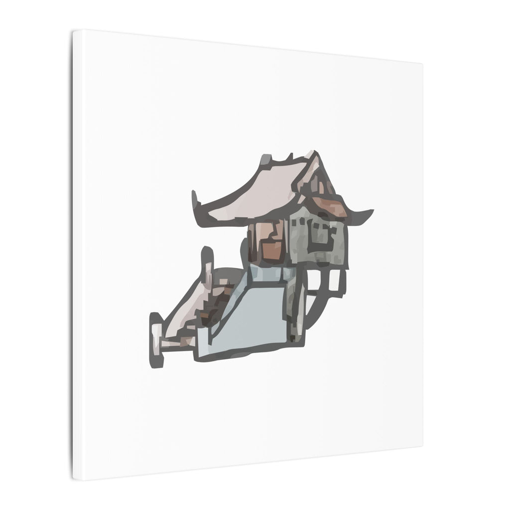 Illustration of a traditional Japanese house with a thatched roof on a white background