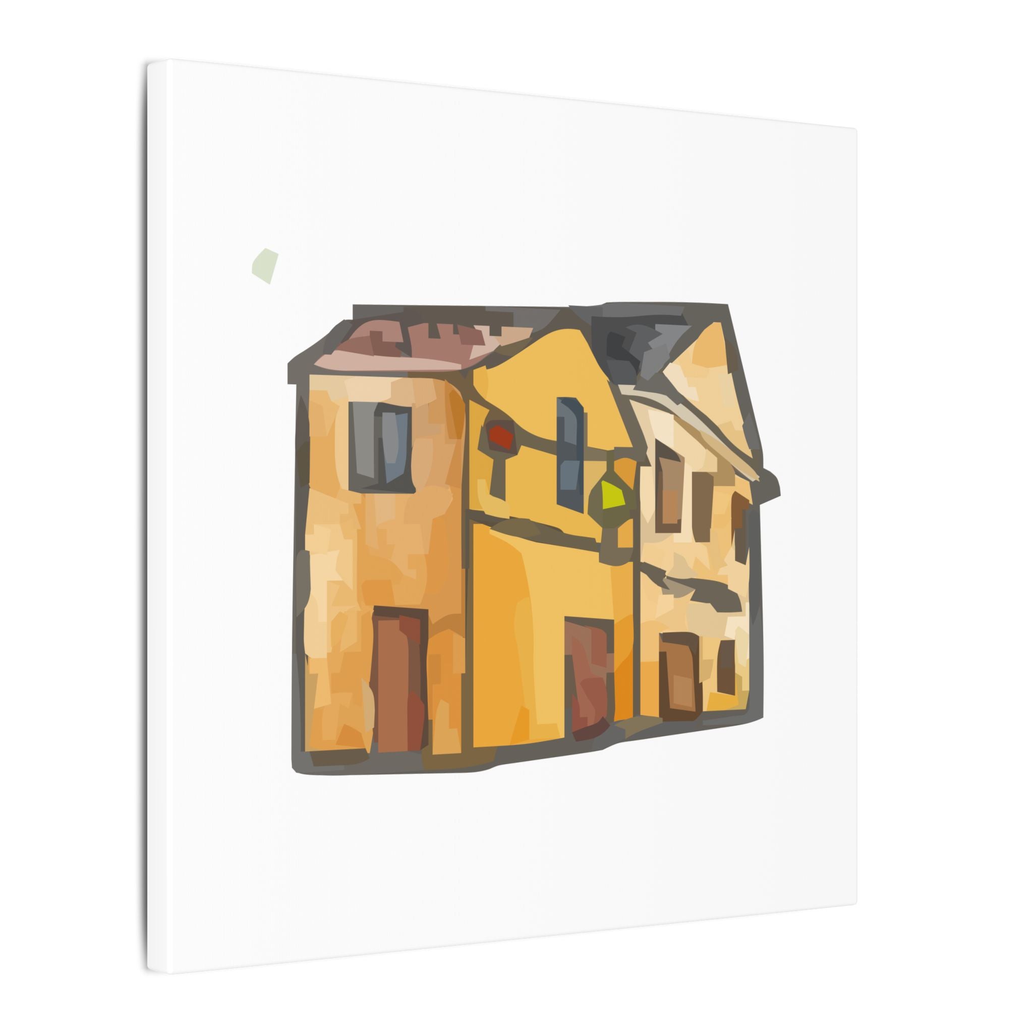 Illustration of a building with a street lamp on a white background